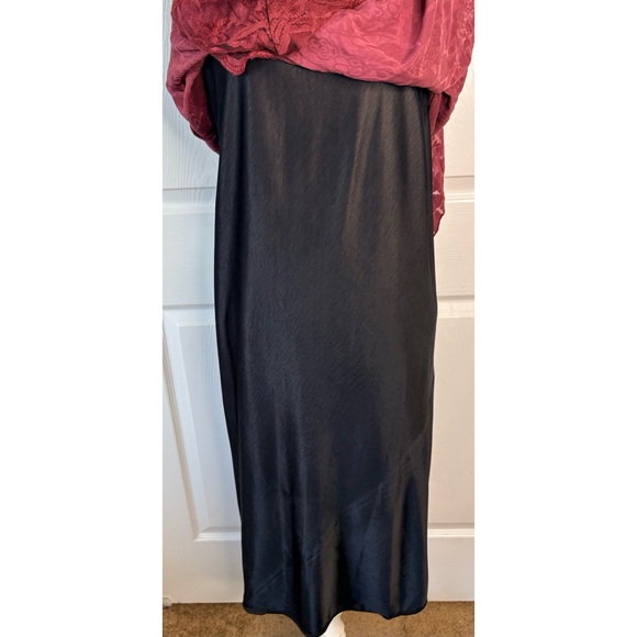APRIL CORNELL Burgundy Silk Velvet Burnout Ruffled Y2K Maxi Dress XL - Picture 5 of 7